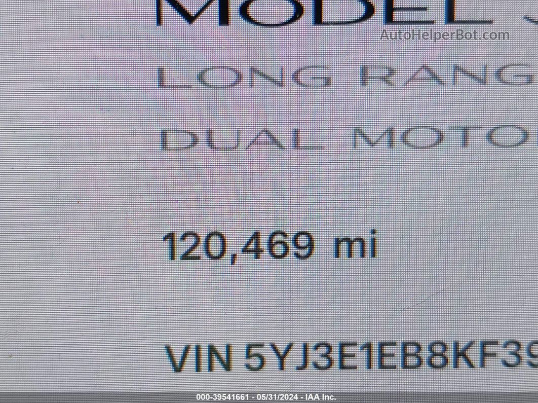 2019 Tesla Model 3 Long Range/performance Gray vin: 5YJ3E1EB8KF390395