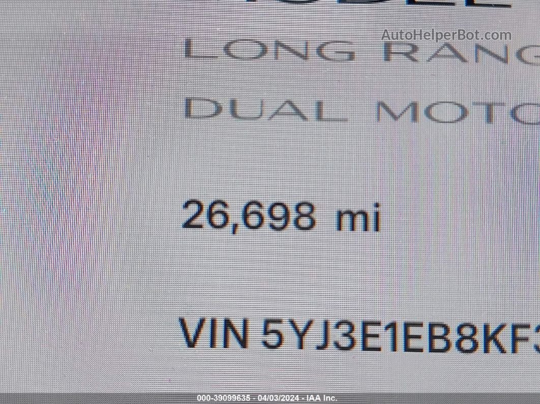 2019 Tesla Model 3 Long Range/performance Черный vin: 5YJ3E1EB8KF390512