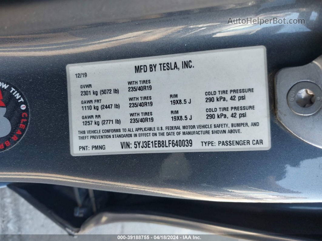 2020 Tesla Model 3 Long Range Dual Motor All-wheel Drive Белый vin: 5YJ3E1EB8LF640039