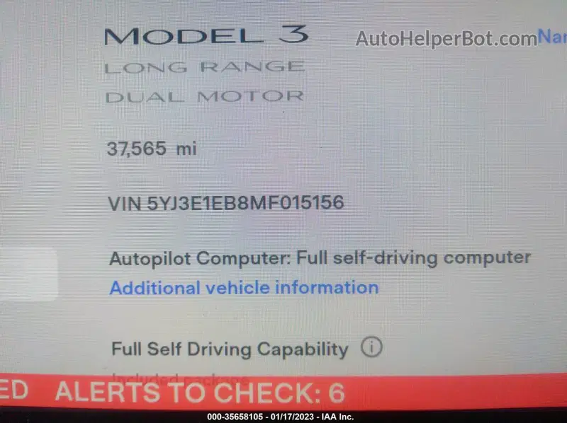 2021 tesla model 3 long range store vin number