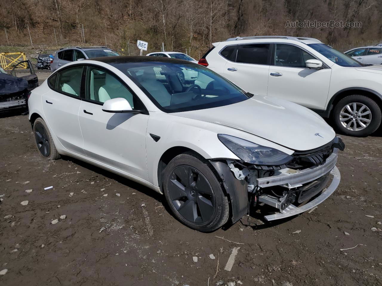 2021 Tesla Model 3  White vin: 5YJ3E1EB8MF034225