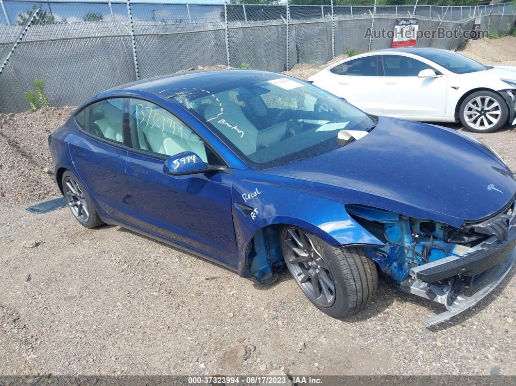 2021 Tesla Model 3 Long Range Blue vin: 5YJ3E1EB8MF034998