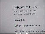 2021 Tesla Model 3 Long Range Dual Motor All-wheel Drive Gray vin: 5YJ3E1EB8MF038050
