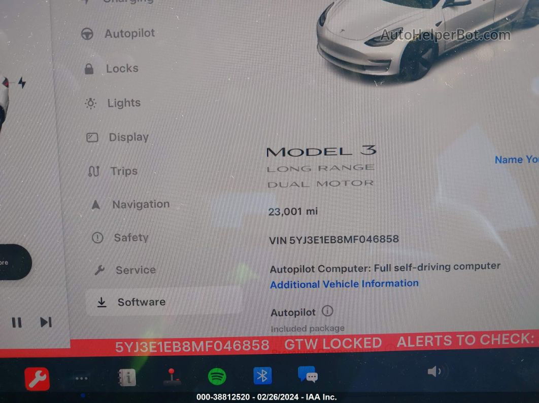 2021 Tesla Model 3 Long Range Dual Motor All-wheel Drive Белый vin: 5YJ3E1EB8MF046858