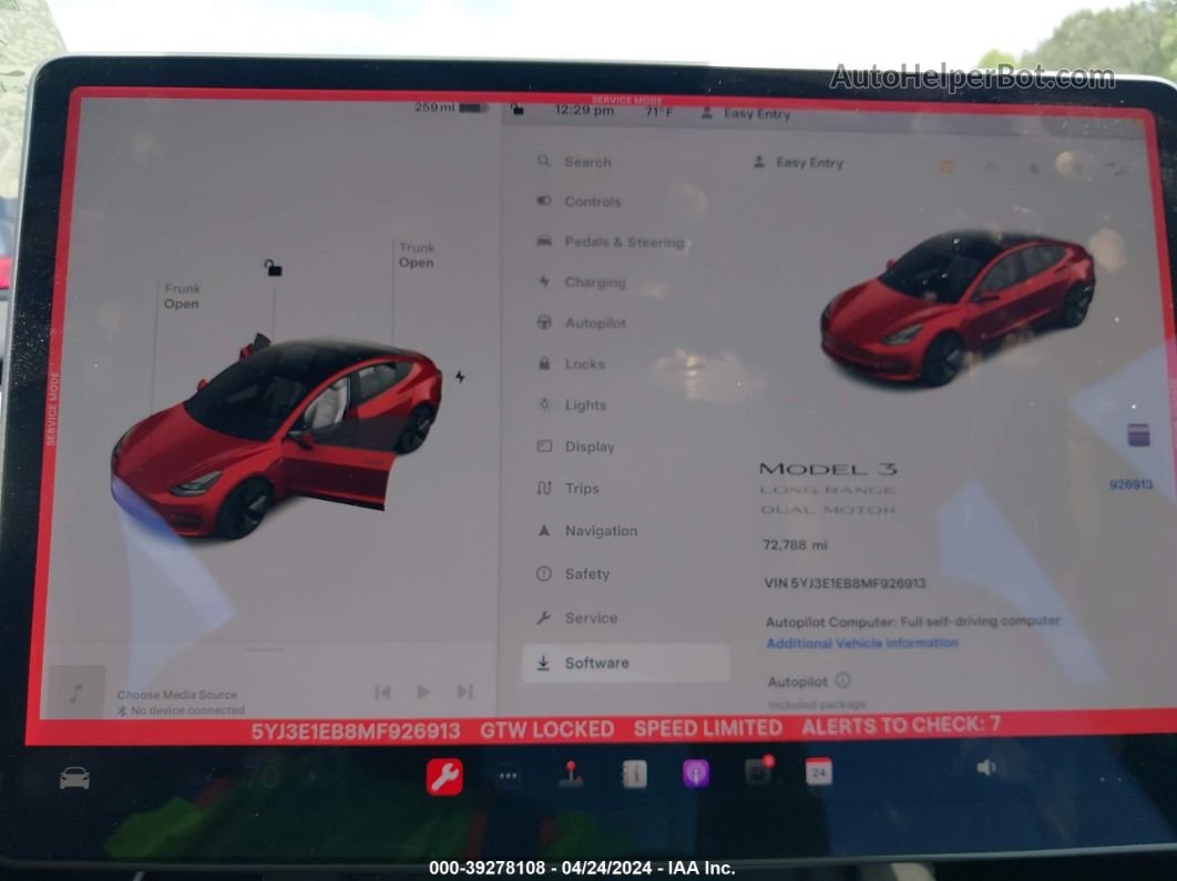 2021 Tesla Model 3 Long Range Dual Motor All-wheel Drive Red vin: 5YJ3E1EB8MF926913