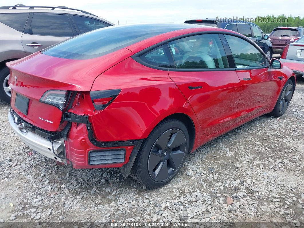 2021 Tesla Model 3 Long Range Dual Motor All-wheel Drive Red vin: 5YJ3E1EB8MF926913