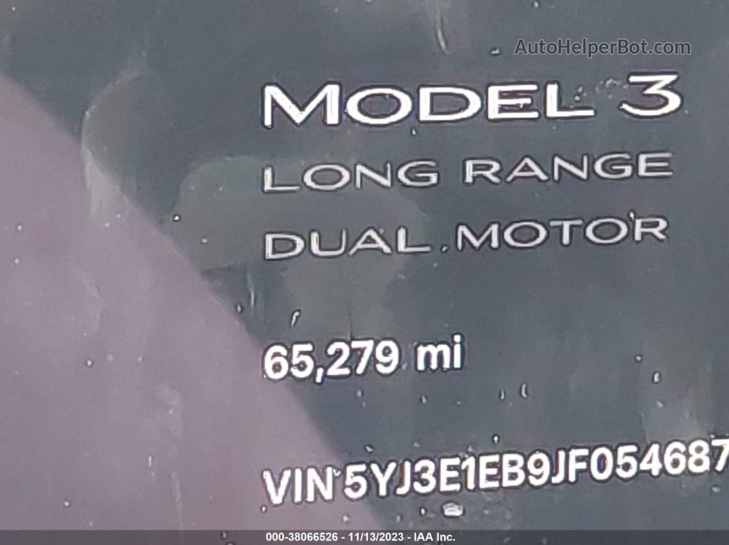 2018 Tesla Model 3 Long Range/performance Белый vin: 5YJ3E1EB9JF054687