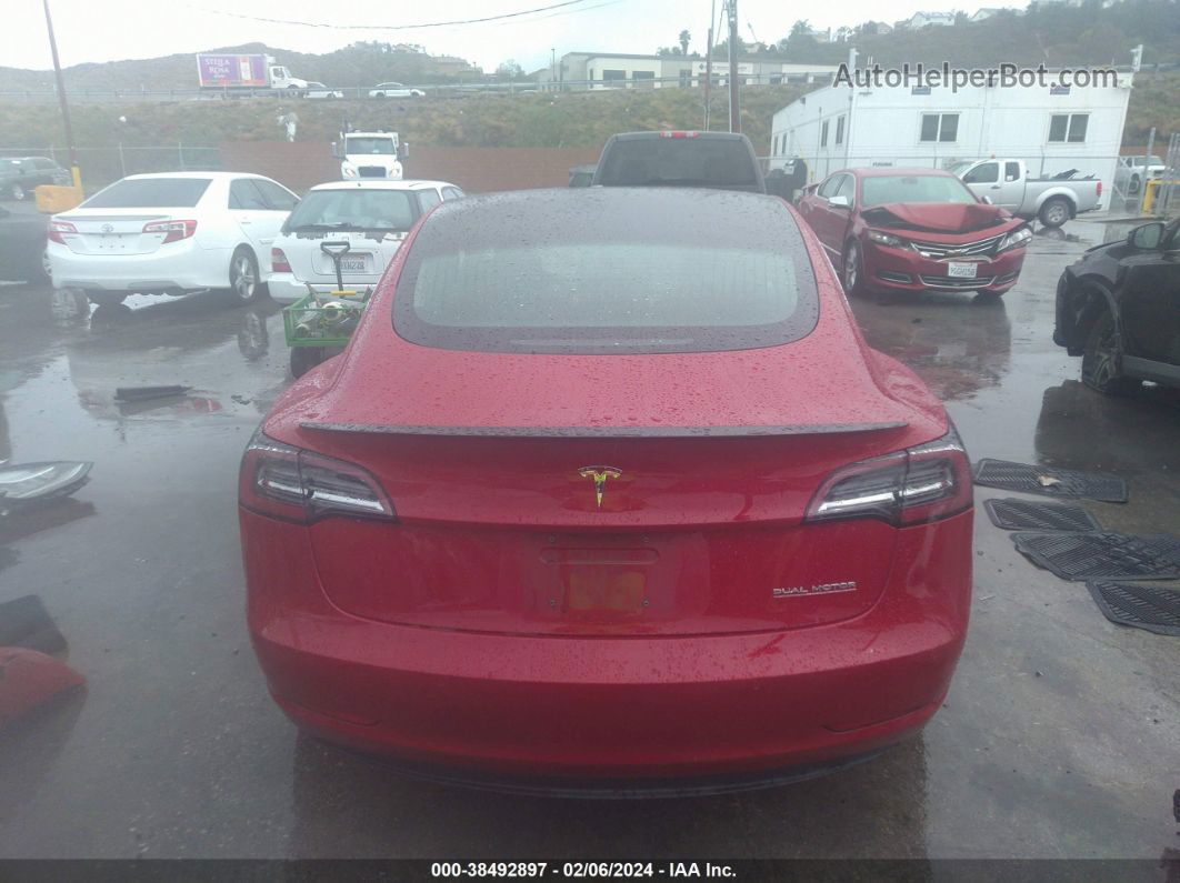 2018 Tesla Model 3 Long Range/performance Red vin: 5YJ3E1EB9JF075393