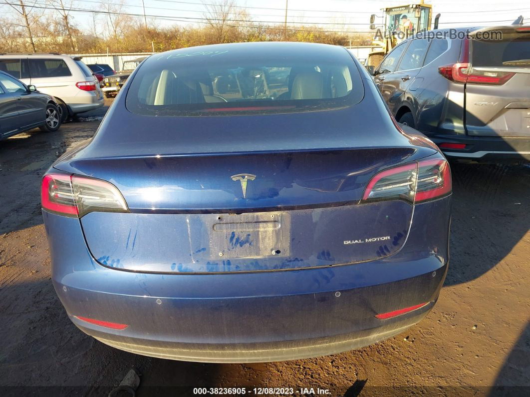 2018 Tesla Model 3 Long Range/performance Blue vin: 5YJ3E1EB9JF115004