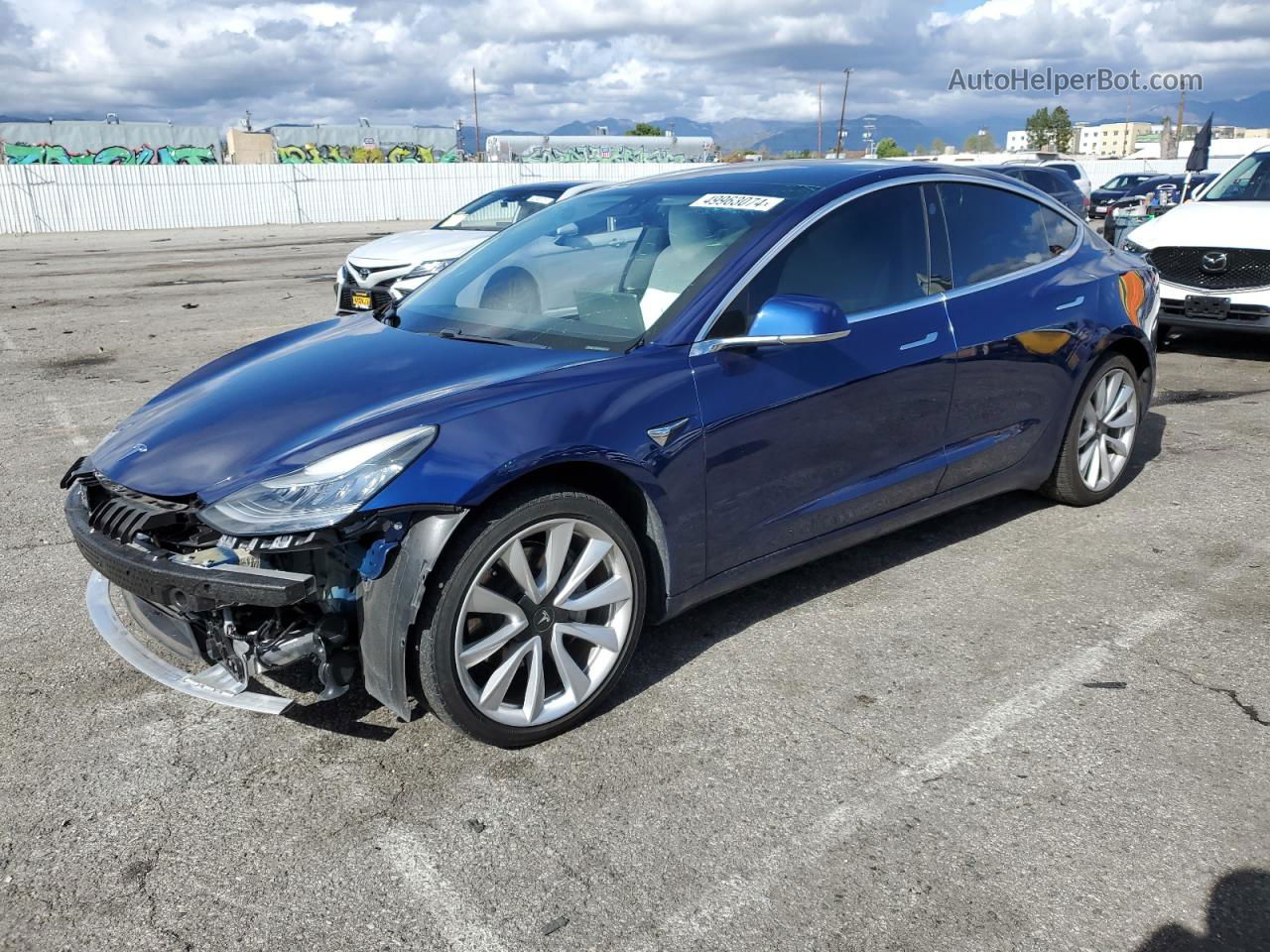 2019 Tesla Model 3  Синий vin: 5YJ3E1EB9KF407298