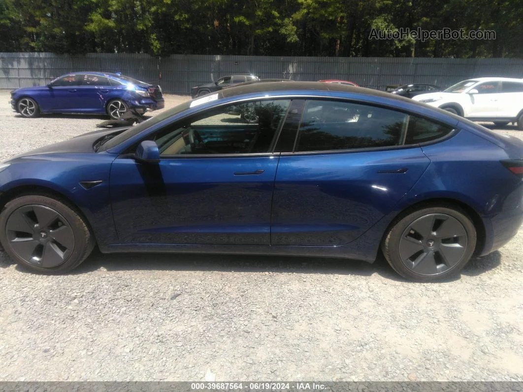 2021 Tesla Model 3 Long Range Dual Motor All-wheel Drive Blue vin: 5YJ3E1EB9MF044665