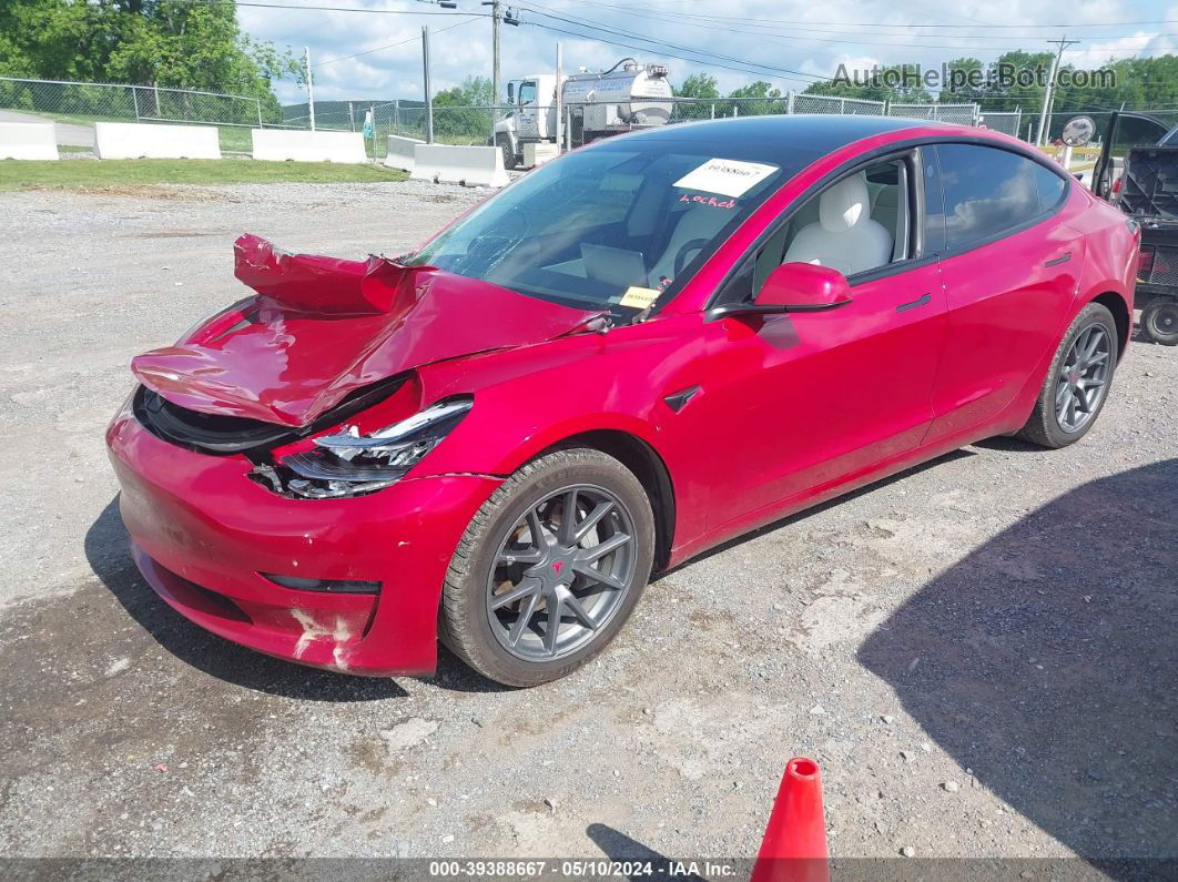 2021 Tesla Model 3 Long Range Dual Motor All-wheel Drive Red vin: 5YJ3E1EB9MF860212