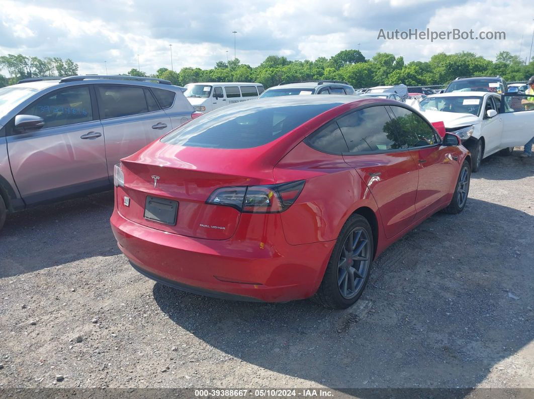 2021 Tesla Model 3 Long Range Dual Motor All-wheel Drive Red vin: 5YJ3E1EB9MF860212