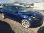 2022 Tesla Model 3 Blue vin: 5YJ3E1EB9NF250294