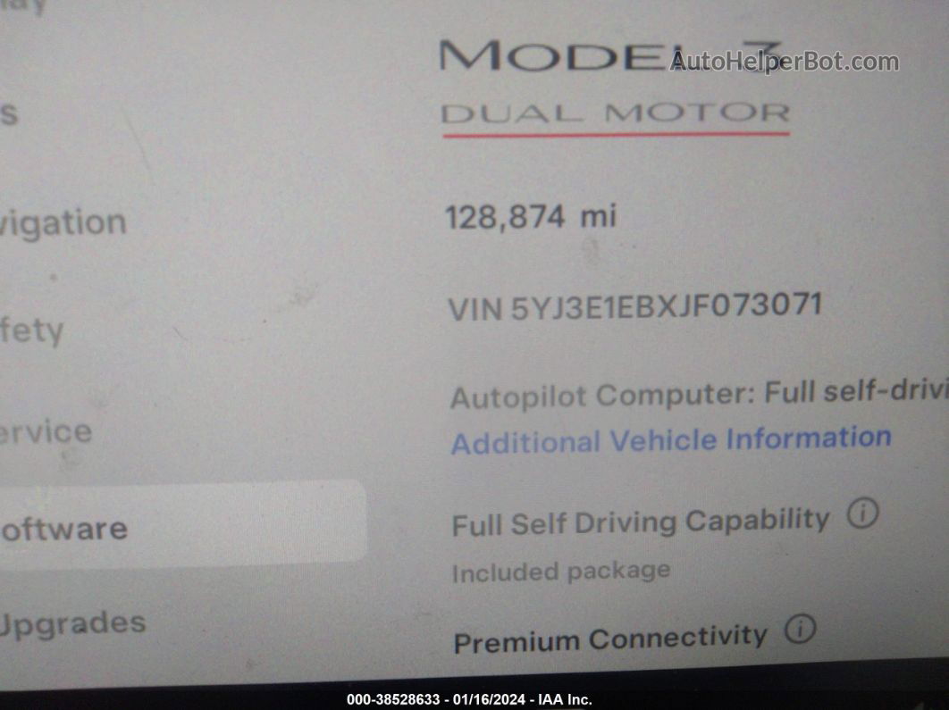 2018 Tesla Model 3 Long Range/performance Gray vin: 5YJ3E1EBXJF073071