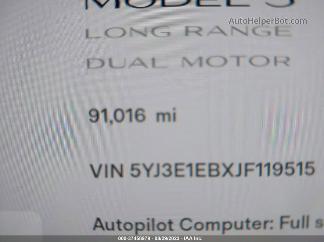 2018 Tesla Model 3 Long Range Серый vin: 5YJ3E1EBXJF119515