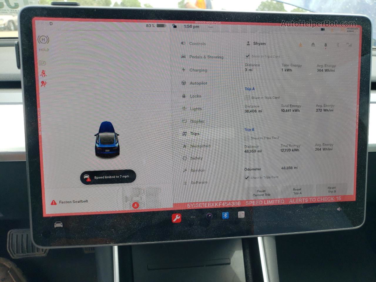 2019 Tesla Model 3  Blue vin: 5YJ3E1EBXKF454386