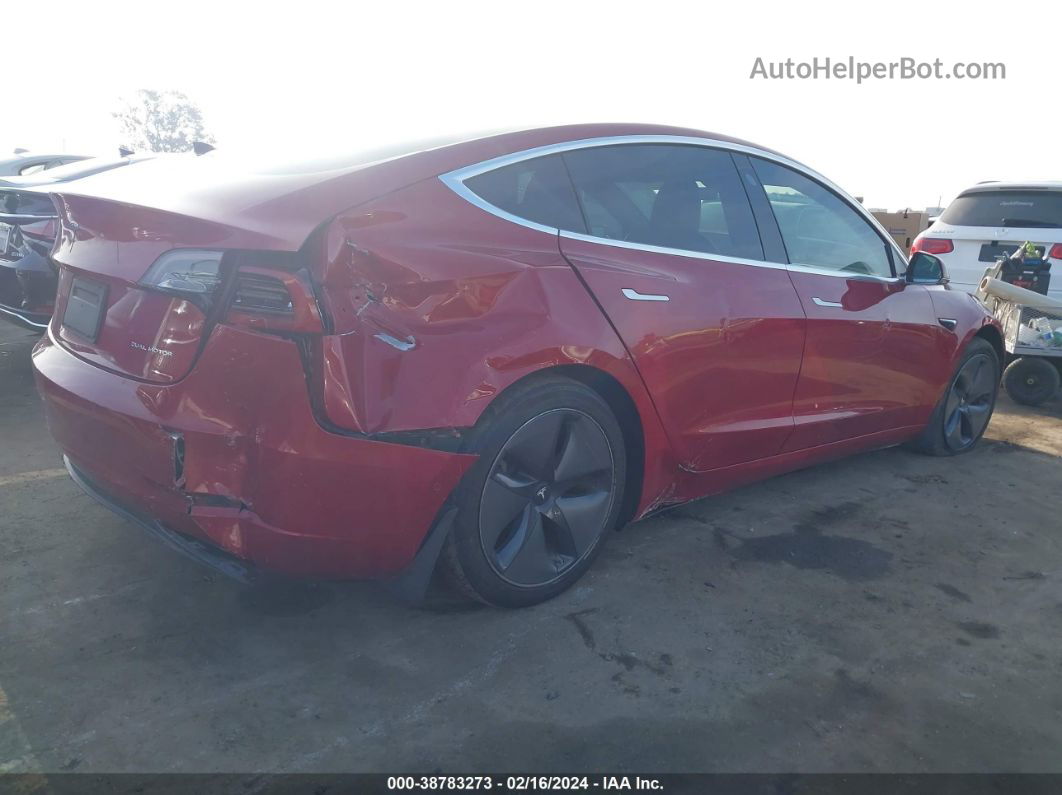 2019 Tesla Model 3 Long Range/performance Red vin: 5YJ3E1EBXKF496766