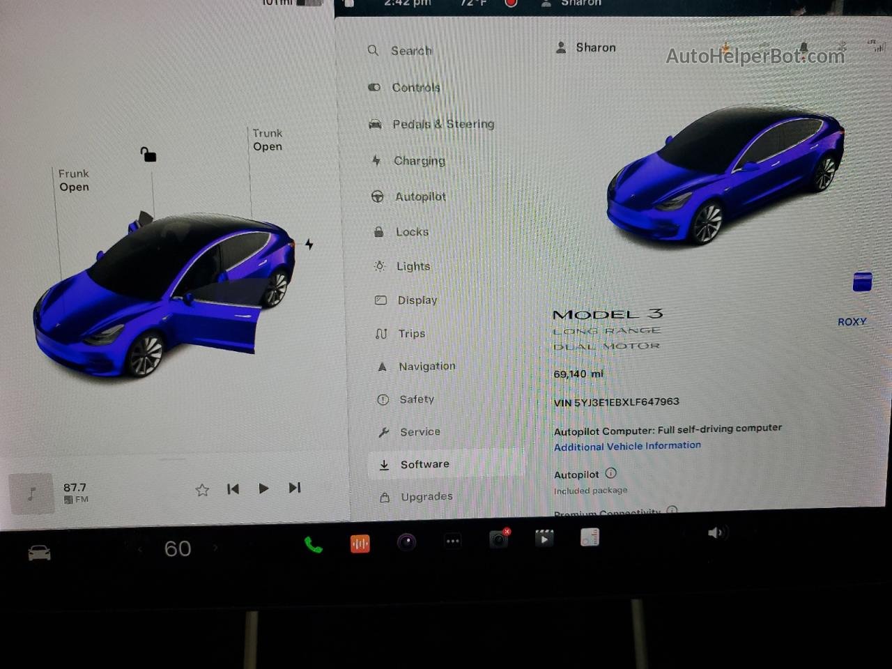 2020 Tesla Model 3  Синий vin: 5YJ3E1EBXLF647963
