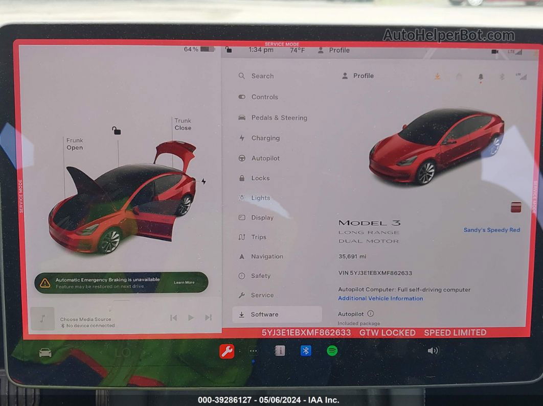 2021 Tesla Model 3 Long Range Dual Motor All-wheel Drive Бордовый vin: 5YJ3E1EBXMF862633