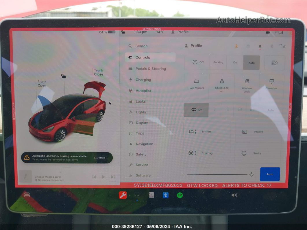 2021 Tesla Model 3 Long Range Dual Motor All-wheel Drive Бордовый vin: 5YJ3E1EBXMF862633