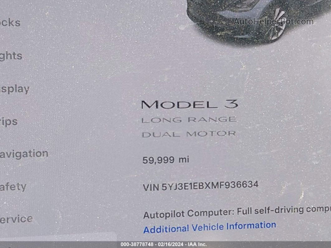 2021 Tesla Model 3 Long Range Dual Motor All-wheel Drive Gray vin: 5YJ3E1EBXMF936634