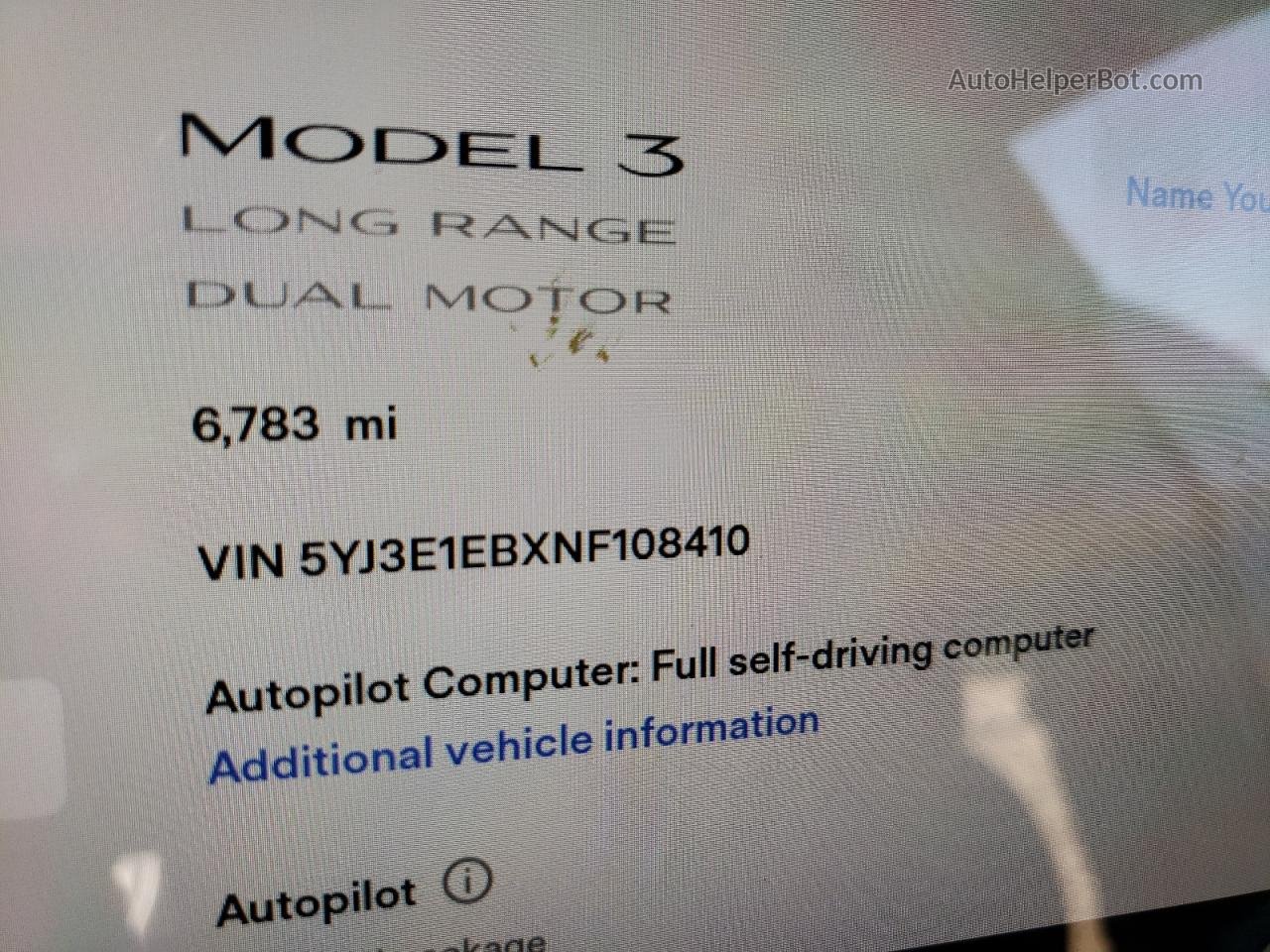 2022 Tesla Model 3  Черный vin: 5YJ3E1EBXNF108410