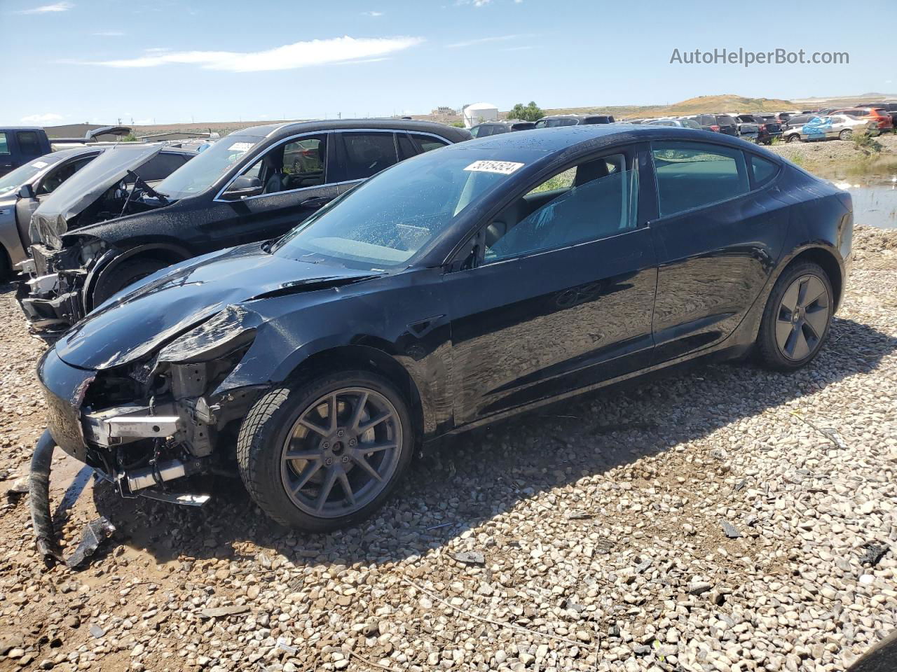 2022 Tesla Model 3  Black vin: 5YJ3E1EBXNF132366