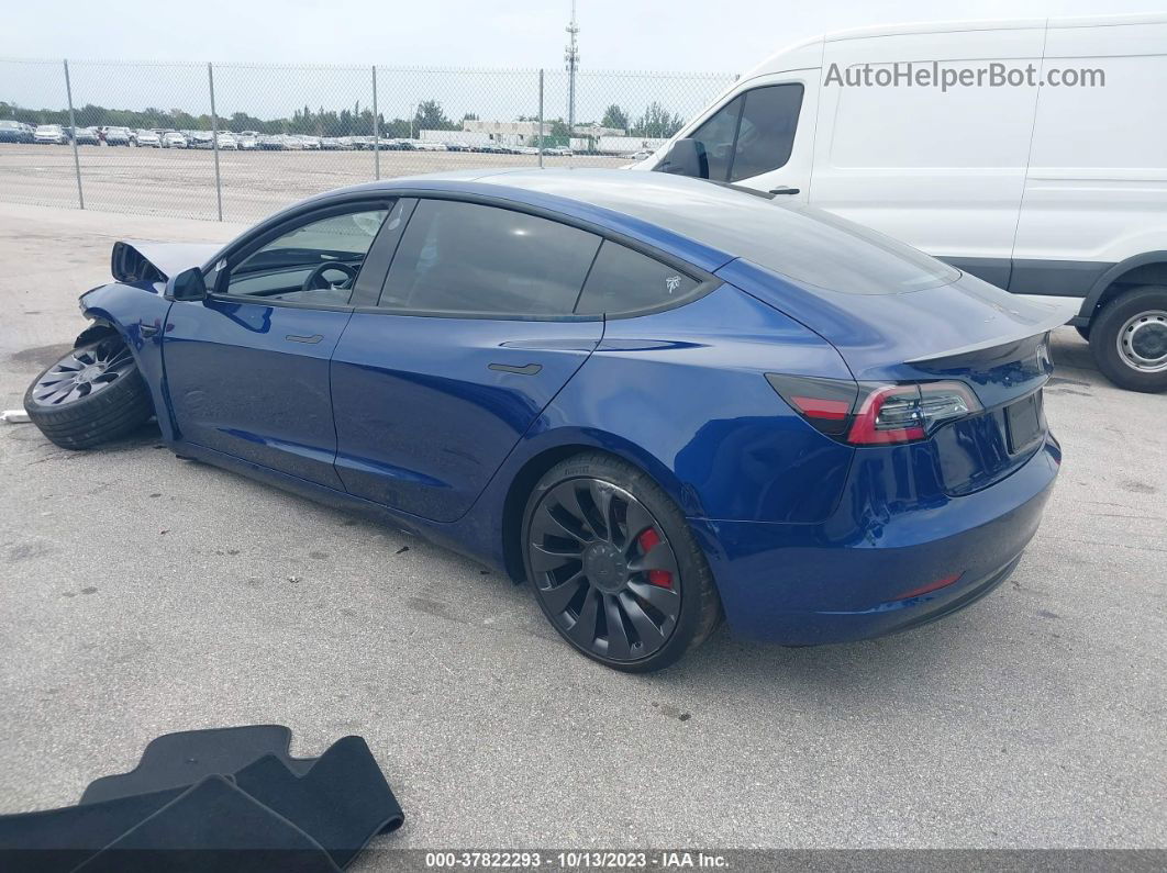 2021 Tesla Model 3 Performance Dual Motor All-wheel Drive Dark Blue vin: 5YJ3E1EC0MF093701