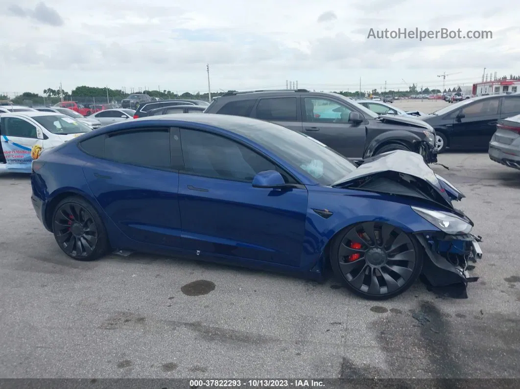 2021 Tesla Model 3 Performance Dual Motor All-wheel Drive Dark Blue vin: 5YJ3E1EC0MF093701