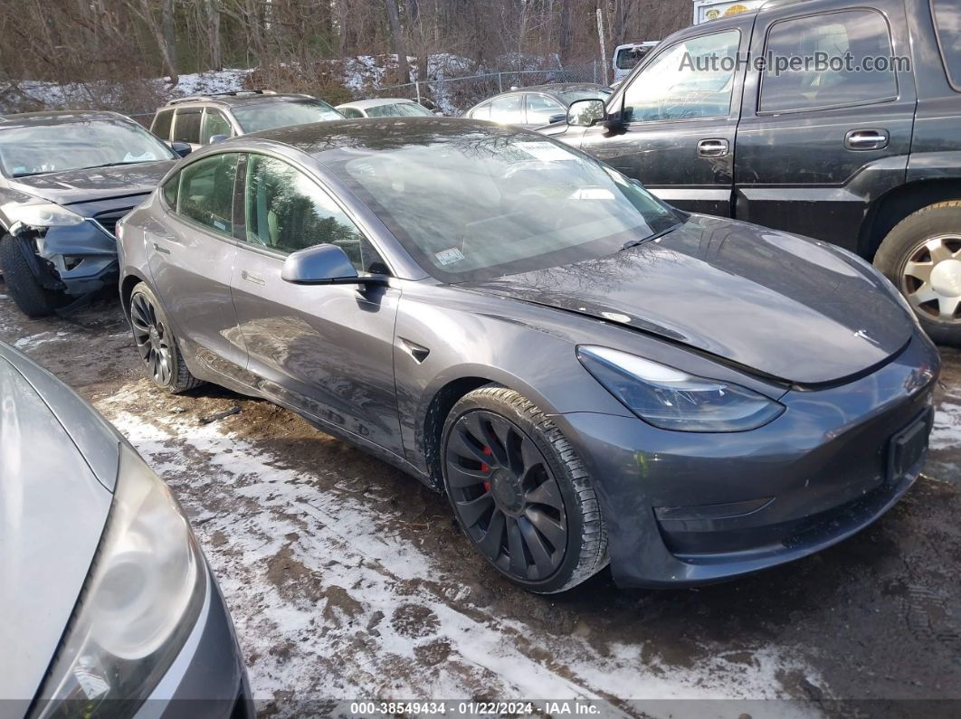 2021 Tesla Model 3 Performance Dual Motor All-wheel Drive Gray vin: 5YJ3E1EC1MF925482