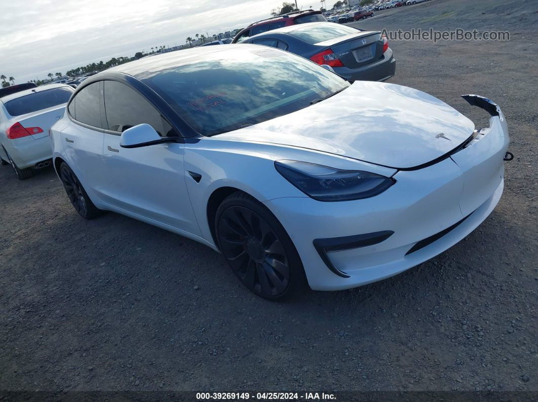 2021 Tesla Model 3 Performance Dual Motor All-wheel Drive White vin: 5YJ3E1EC2MF926284