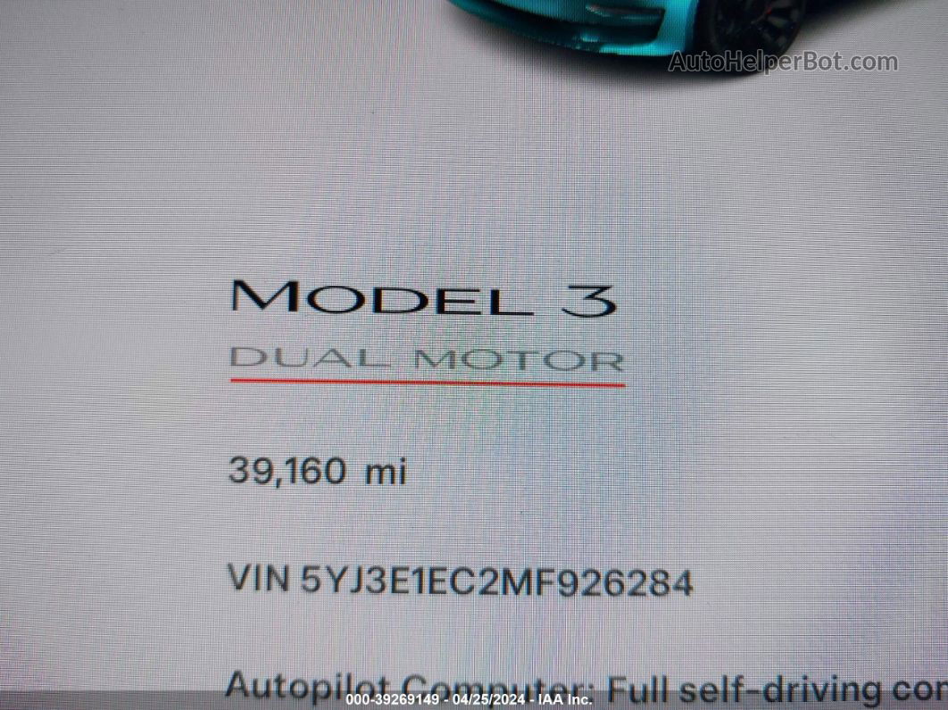 2021 Tesla Model 3 Performance Dual Motor All-wheel Drive Белый vin: 5YJ3E1EC2MF926284