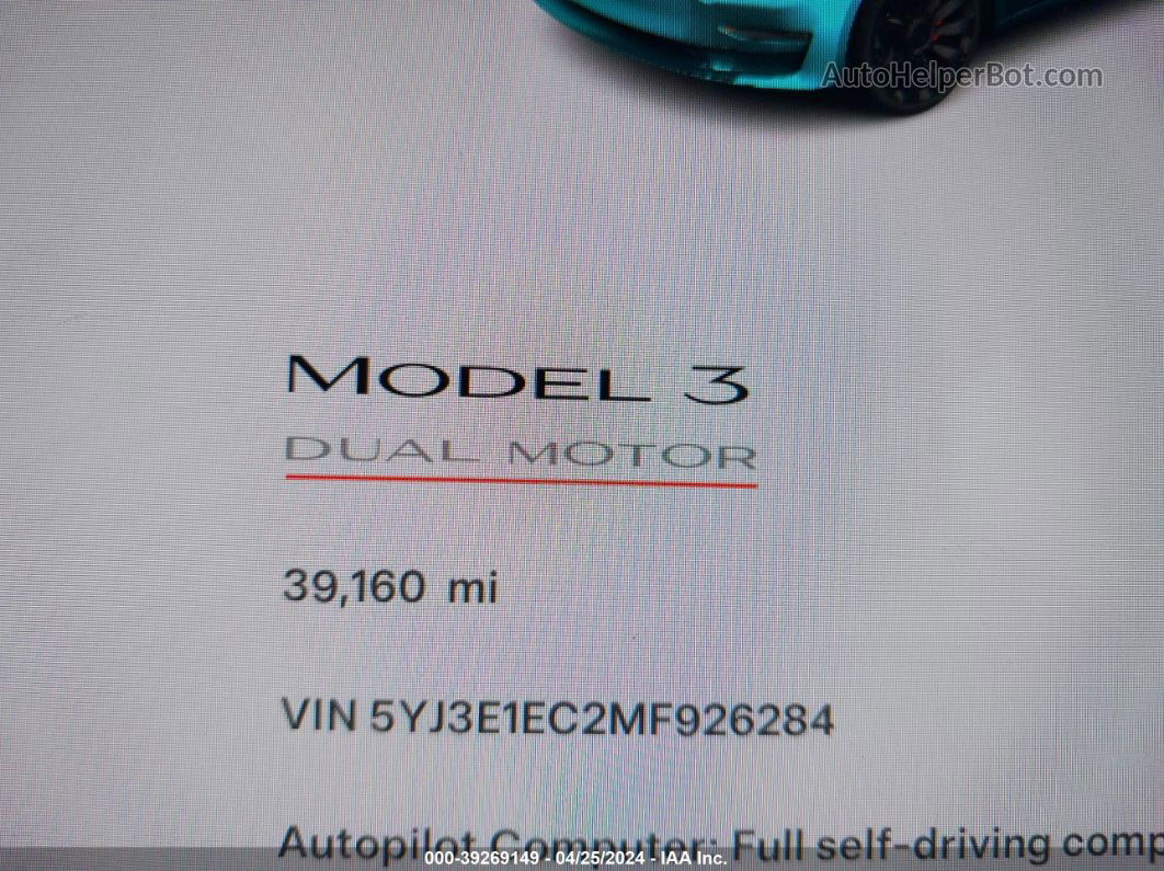 2021 Tesla Model 3 Performance Dual Motor All-wheel Drive White vin: 5YJ3E1EC2MF926284