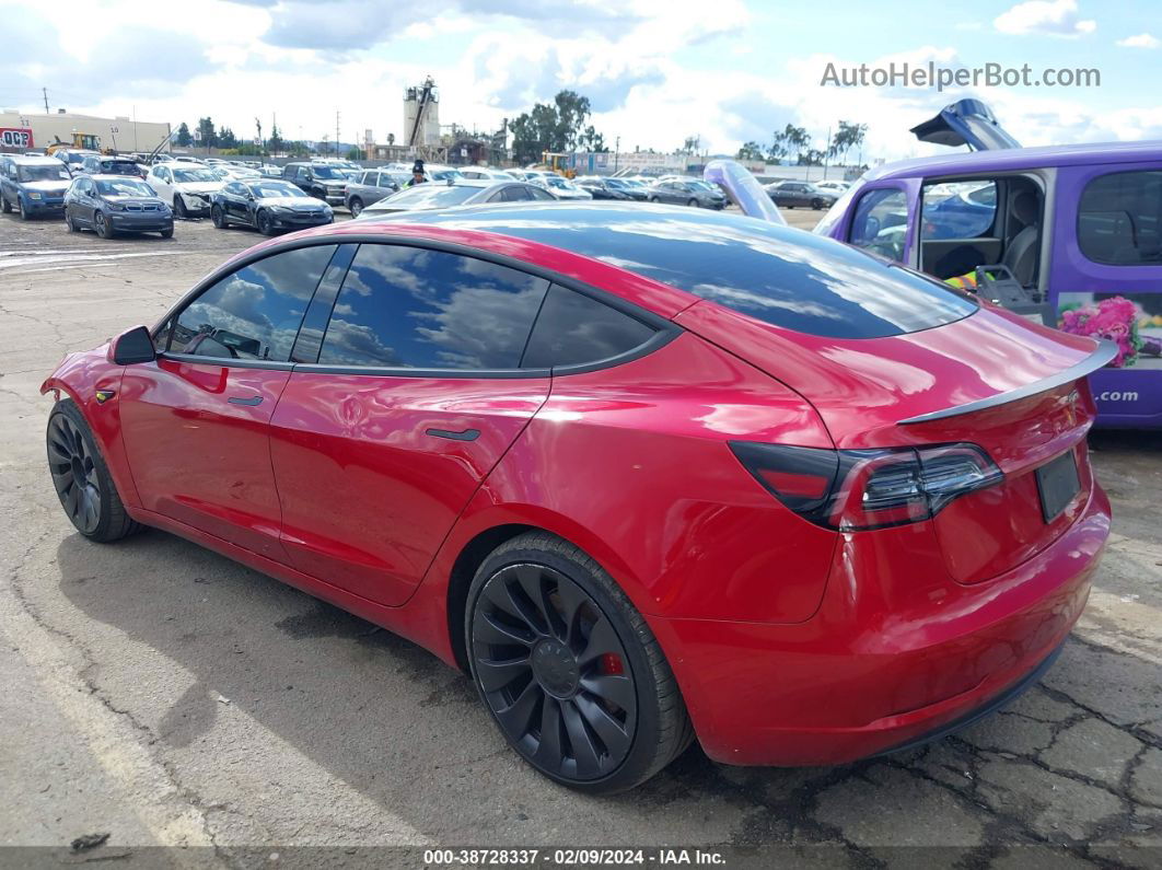 2021 Tesla Model 3 Performance Dual Motor All-wheel Drive Red vin: 5YJ3E1EC3MF005871