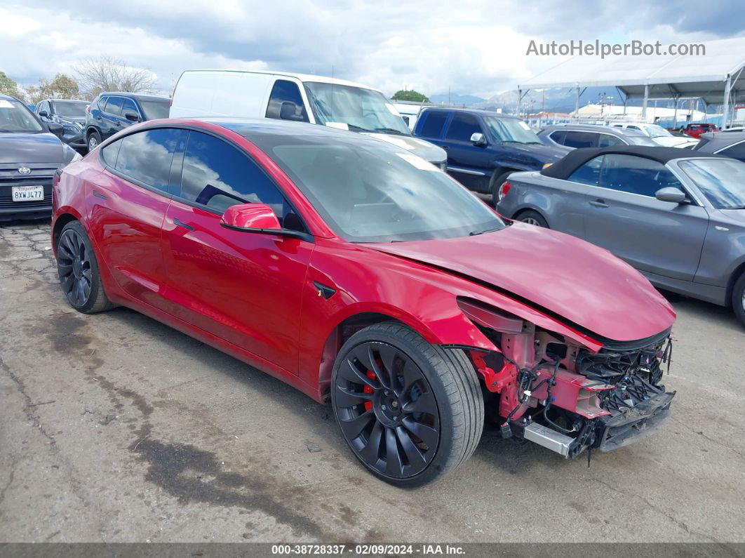 2021 Tesla Model 3 Performance Dual Motor All-wheel Drive Red vin: 5YJ3E1EC3MF005871