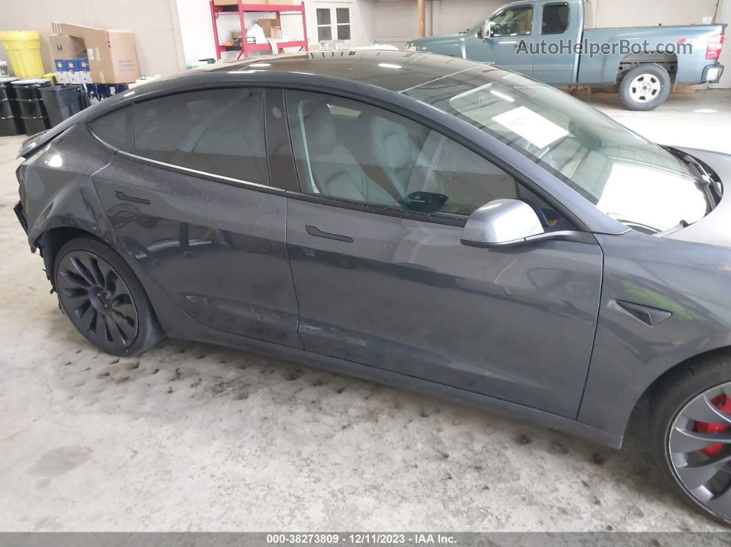 2021 Tesla Model 3 Performance Dual Motor All-wheel Drive Gray vin: 5YJ3E1EC3MF020502