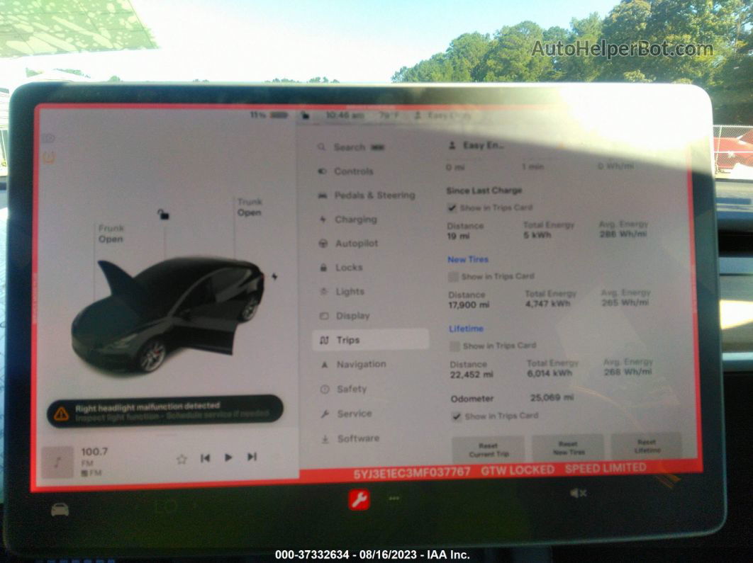 2021 Tesla Model 3 Performance Black vin: 5YJ3E1EC3MF037767