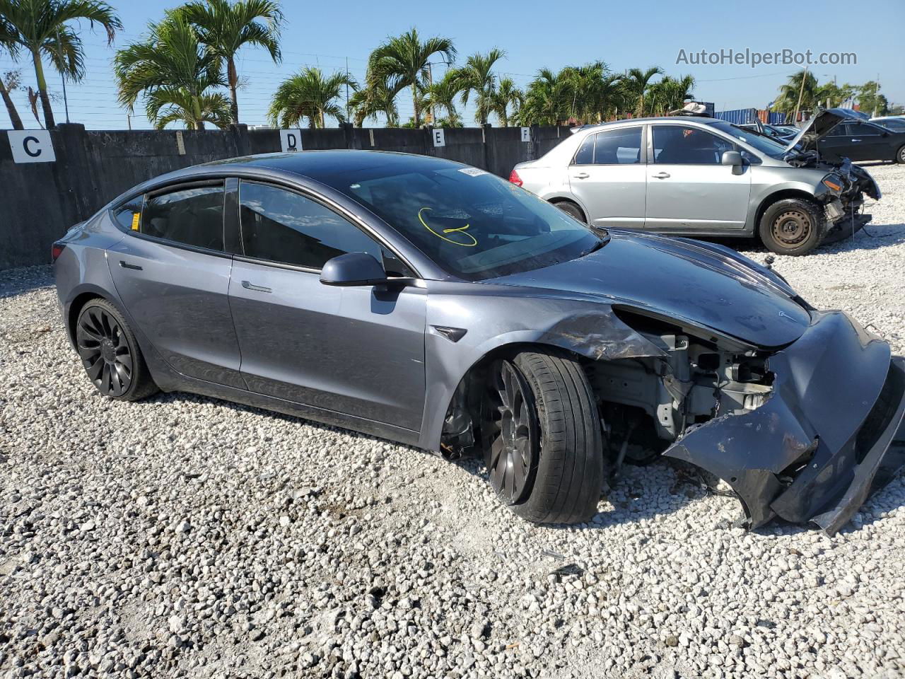 2022 Tesla Model 3  Gray vin: 5YJ3E1EC4NF308238