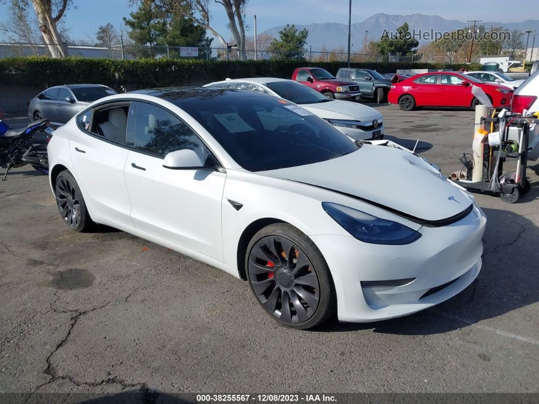 2021 Tesla Model 3 Performance Dual Motor All-wheel Drive White vin: 5YJ3E1EC6MF030151