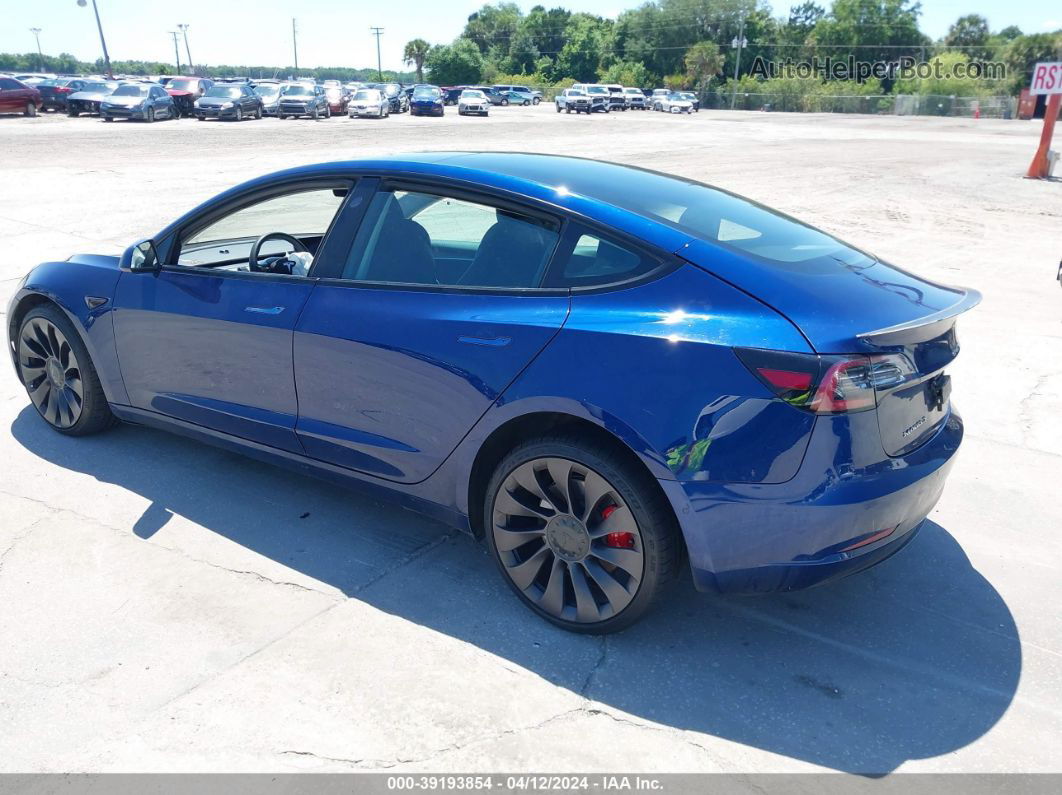 2021 Tesla Model 3 Performance Dual Motor All-wheel Drive Blue vin: 5YJ3E1EC7MF076622