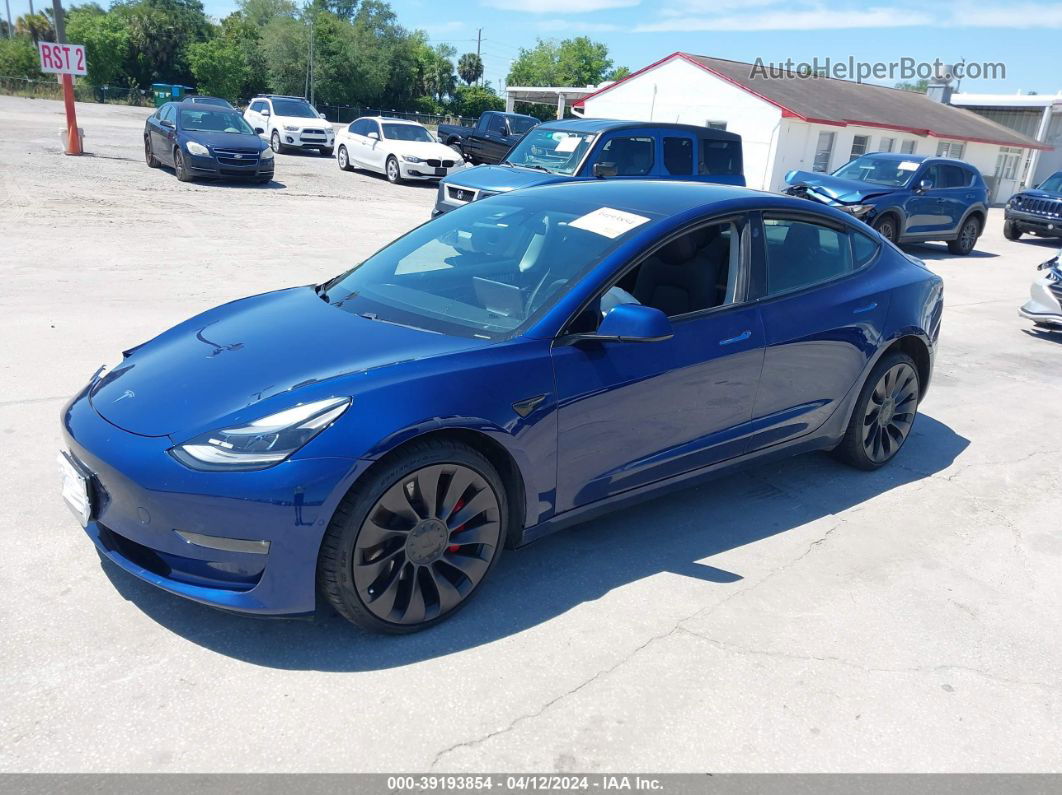 2021 Tesla Model 3 Performance Dual Motor All-wheel Drive Blue vin: 5YJ3E1EC7MF076622