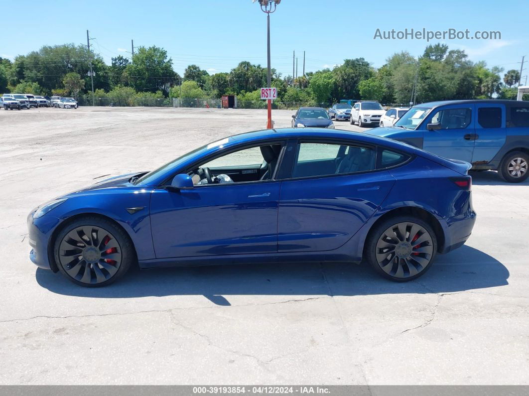 2021 Tesla Model 3 Performance Dual Motor All-wheel Drive Blue vin: 5YJ3E1EC7MF076622