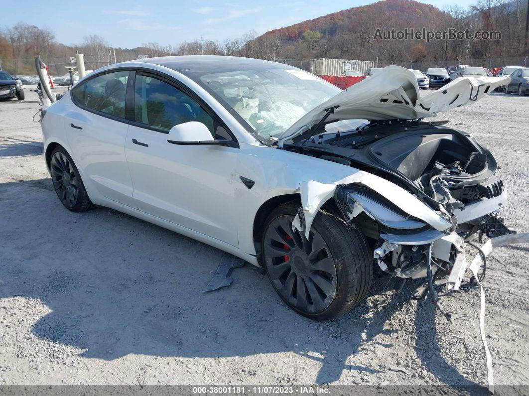 2021 Tesla Model 3 Performance Dual Motor All-wheel Drive White vin: 5YJ3E1EC7MF087328