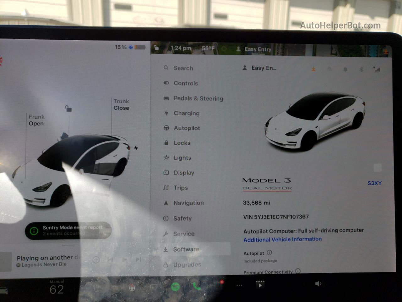 2022 Tesla Model 3  White vin: 5YJ3E1EC7NF107367