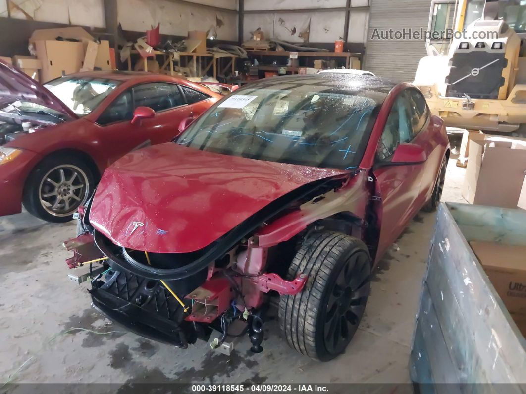 2021 Tesla Model 3 Performance Dual Motor All-wheel Drive Red vin: 5YJ3E1EC9MF044416