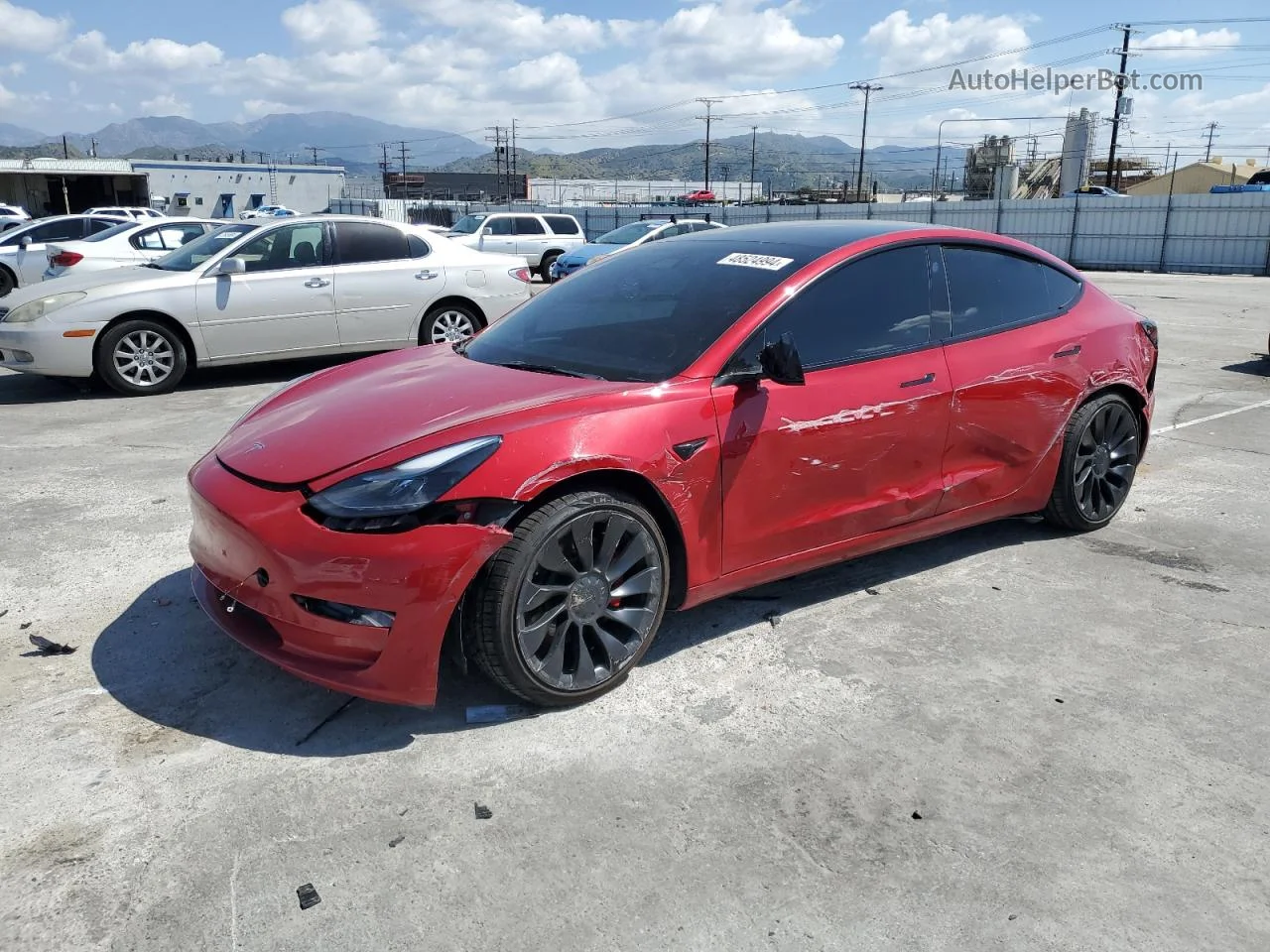 2022 Tesla Model 3  Burgundy vin: 5YJ3E1EC9NF202108
