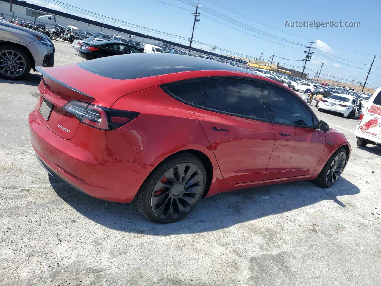 2022 Tesla Model 3  Burgundy vin: 5YJ3E1EC9NF202108