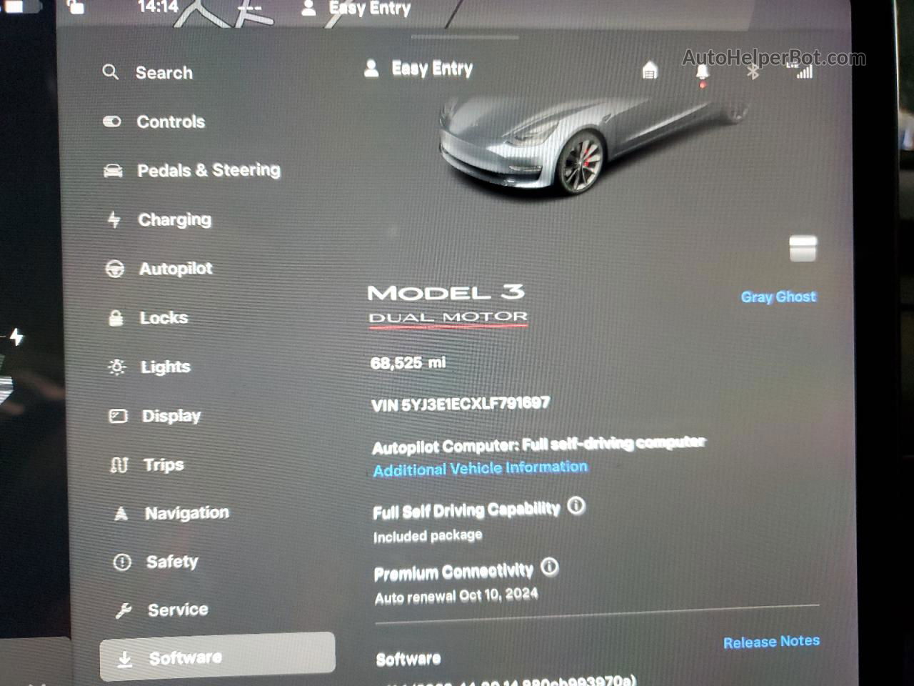 2020 Tesla Model 3  Gray vin: 5YJ3E1ECXLF791697
