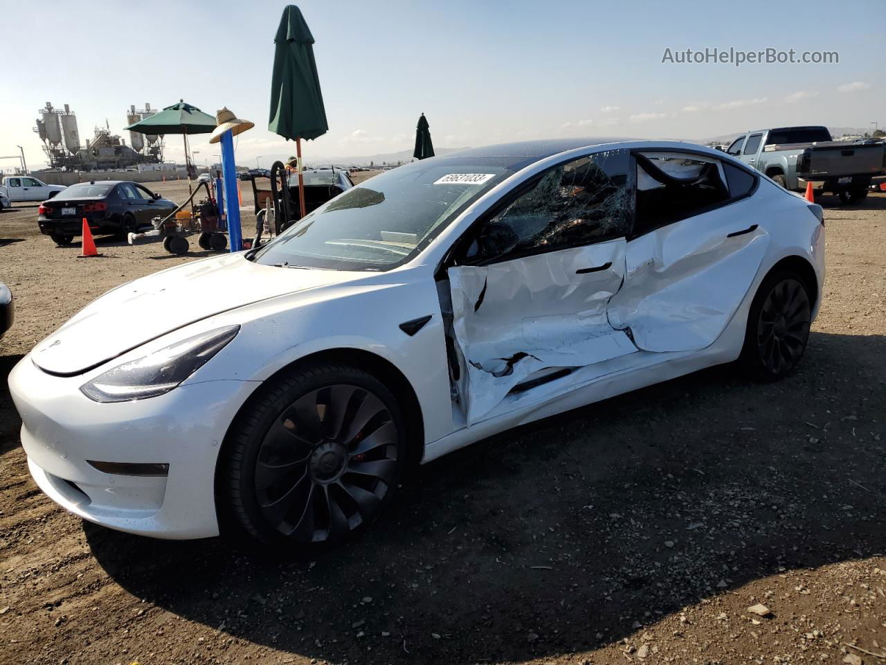 2021 Tesla Model 3  White vin: 5YJ3E1ECXMF015734